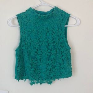 Crocheted Crop Top w/ High Neckline